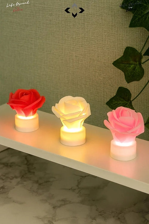 3 Piece Mini LED Rose Pattern Night Light Set Romantic Table Lamp