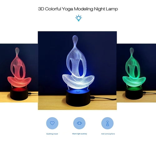 3D LED Yoga Meditation Lamp – Color Changing Night Light