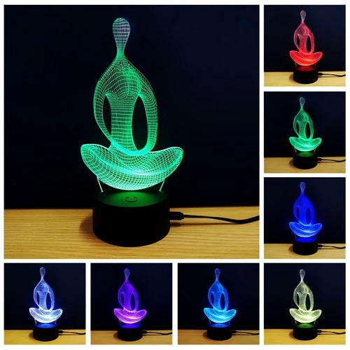 3D LED Yoga Meditation Lamp – Color Changing Night Light
