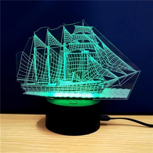 3D LED Sailboat Lamp – Color Changing Night Light