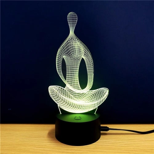 3D LED Yoga Meditation Lamp – Color Changing Night Light