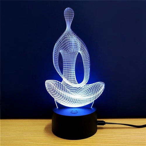 3D LED Yoga Meditation Lamp – Color Changing Night Light
