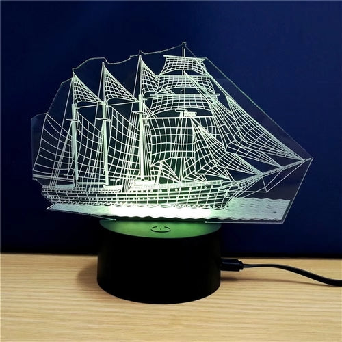 3D LED Sailboat Lamp – Color Changing Night Light