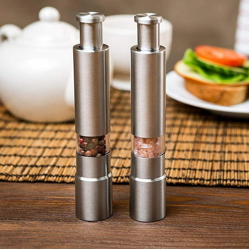 Stainless Steel Salt & Pepper Grinder Set – Adjustable Spice Mill